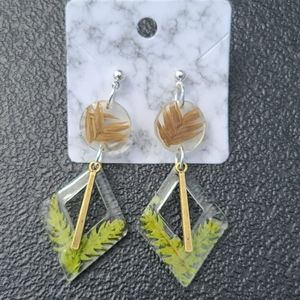 Fern and Wheat Acrylic Earrings